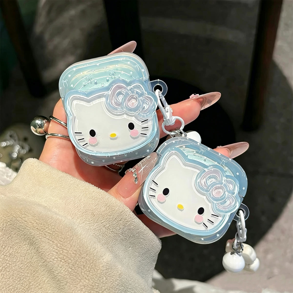 Ice-clear milky blue Apple earphone protective case