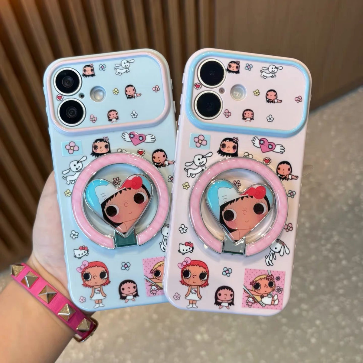 Android Korean style ins-style phoenix heart jade stand phone case