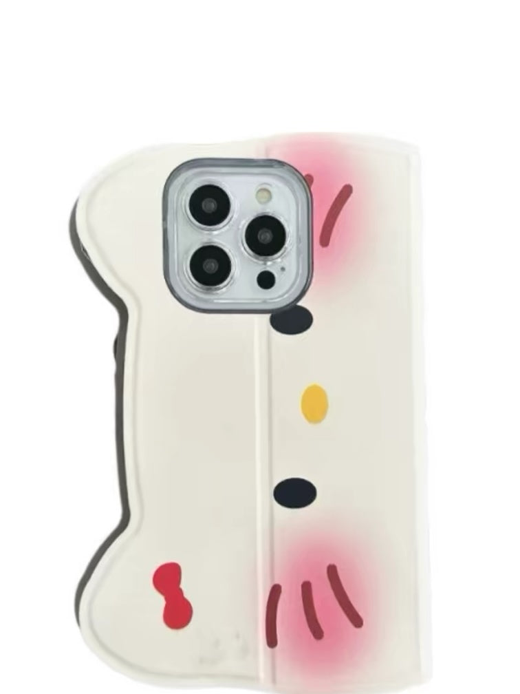 Blush Cat Flip Leather Case Folding Stand Phone Case