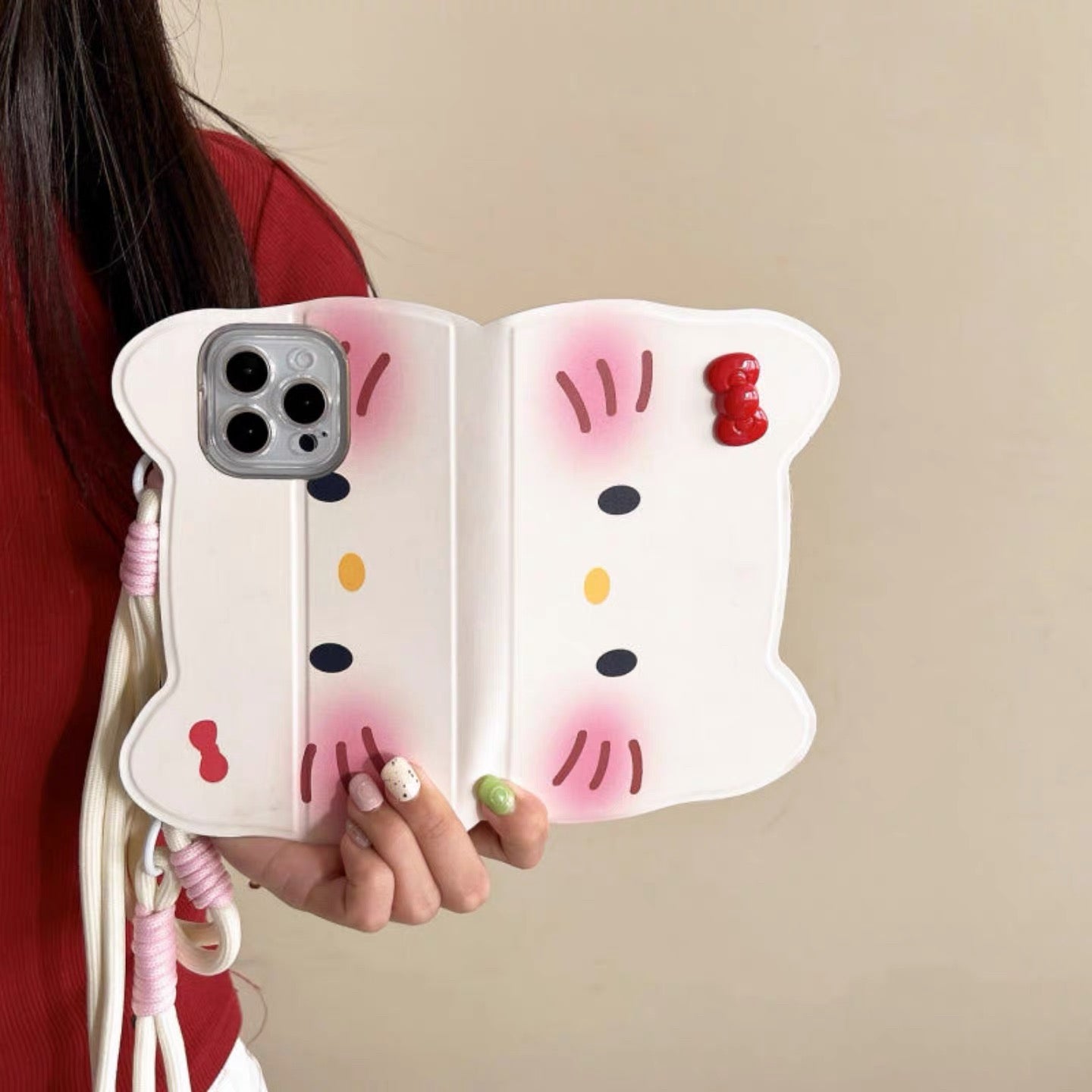 Blush Cat Flip Leather Case Folding Stand Phone Case