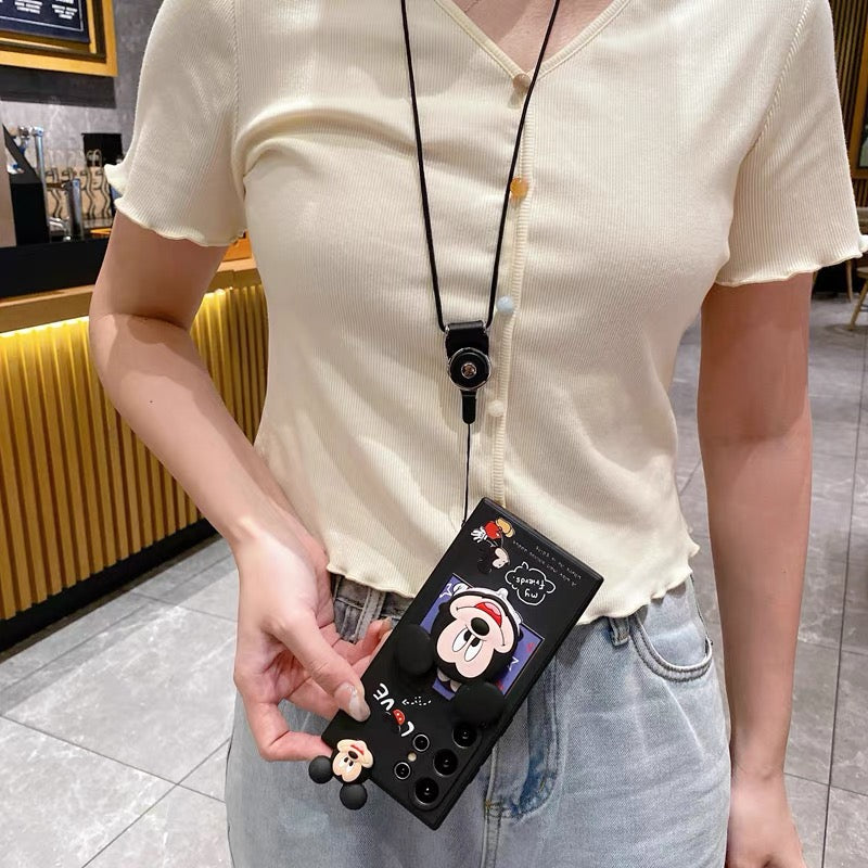 Cute Mickey and Minnie mirror phone case for Samsung