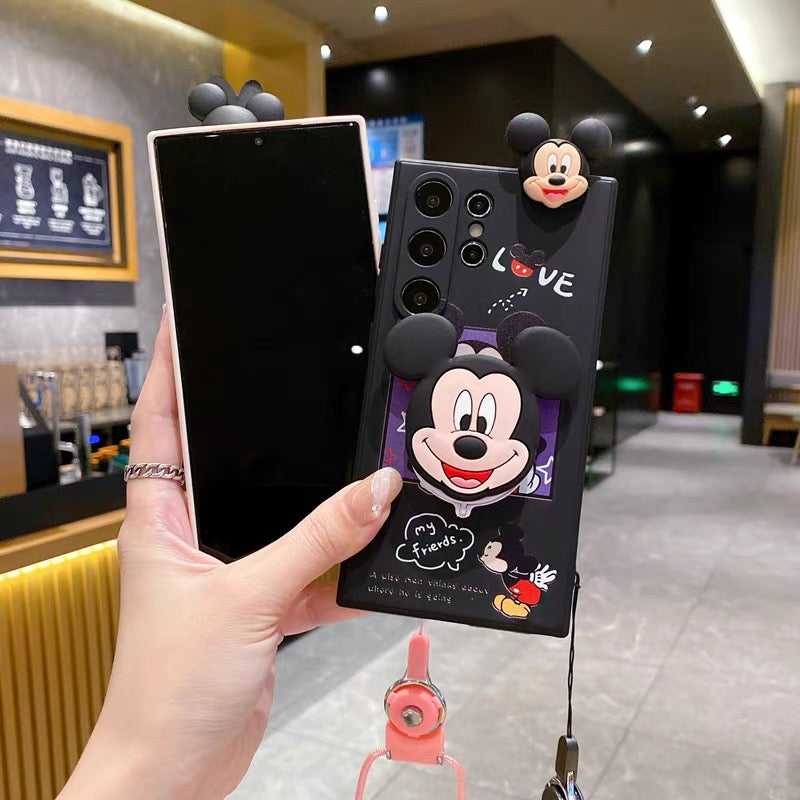Cute Mickey and Minnie mirror phone case for Samsung