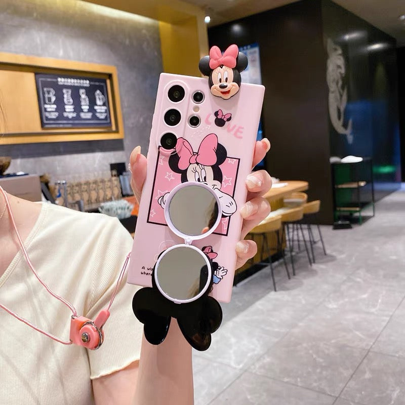 Cute Mickey and Minnie mirror phone case for Samsung