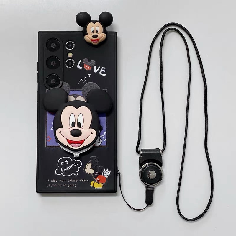 Cute Mickey and Minnie mirror phone case for Samsung