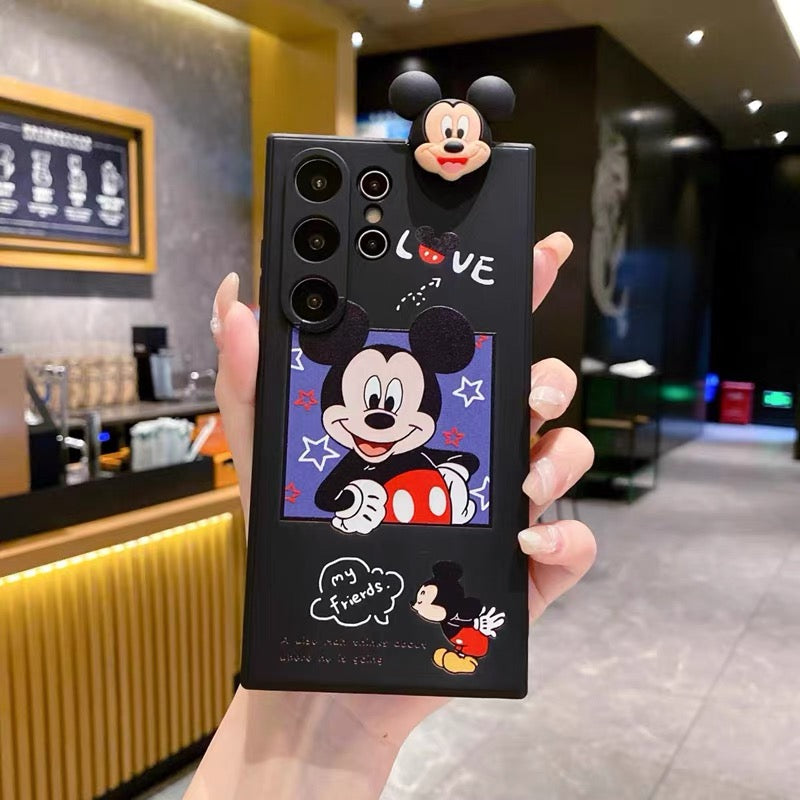 Cute Mickey and Minnie mirror phone case for Samsung