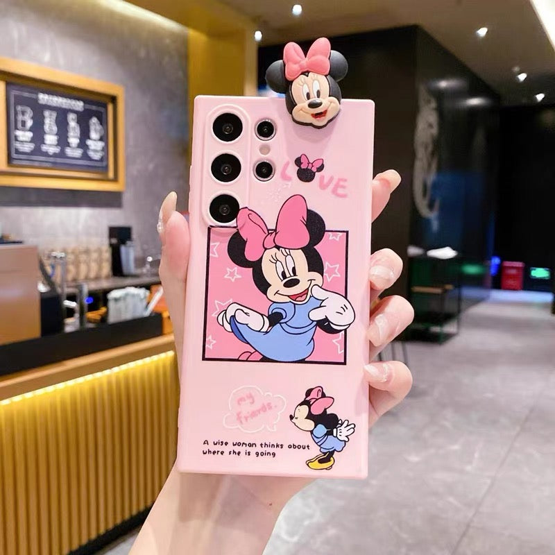 Cute Mickey and Minnie mirror phone case for Samsung