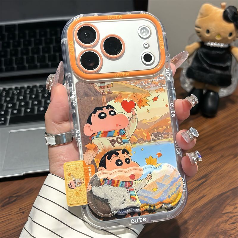 Maple Leaf Hello Kitty & Shin-chan Mirror Phone Case