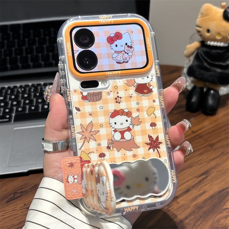 Maple Leaf Hello Kitty & Shin-chan Mirror Phone Case