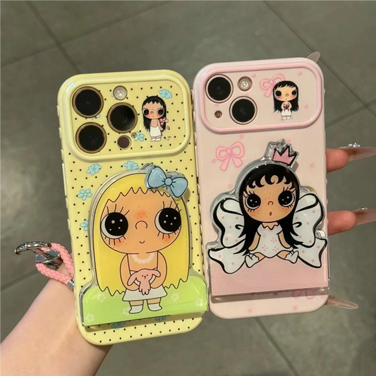 Phone case with 3D wings and a small jade-style kickstand