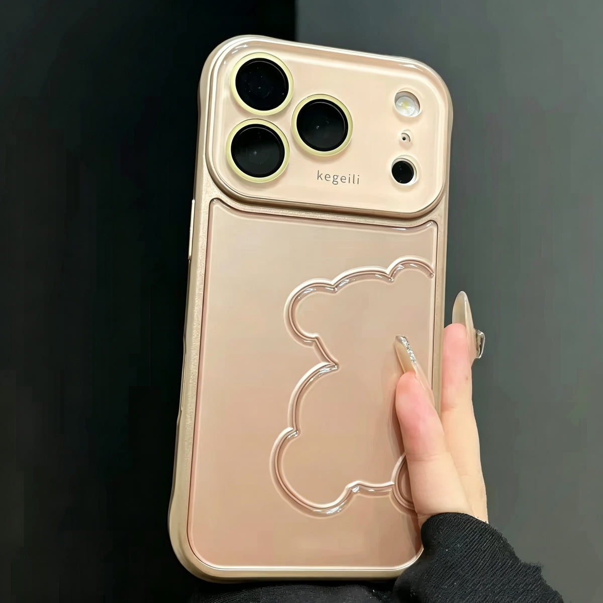 Chic 3D bear phone case with a premium aesthetic