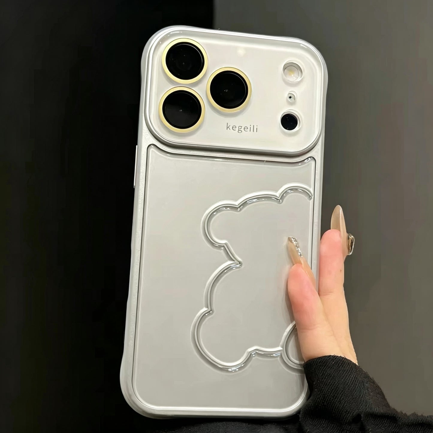 Chic 3D bear phone case with a premium aesthetic