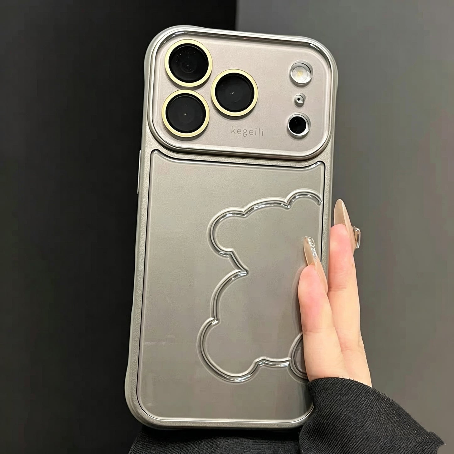 Chic 3D bear phone case with a premium aesthetic