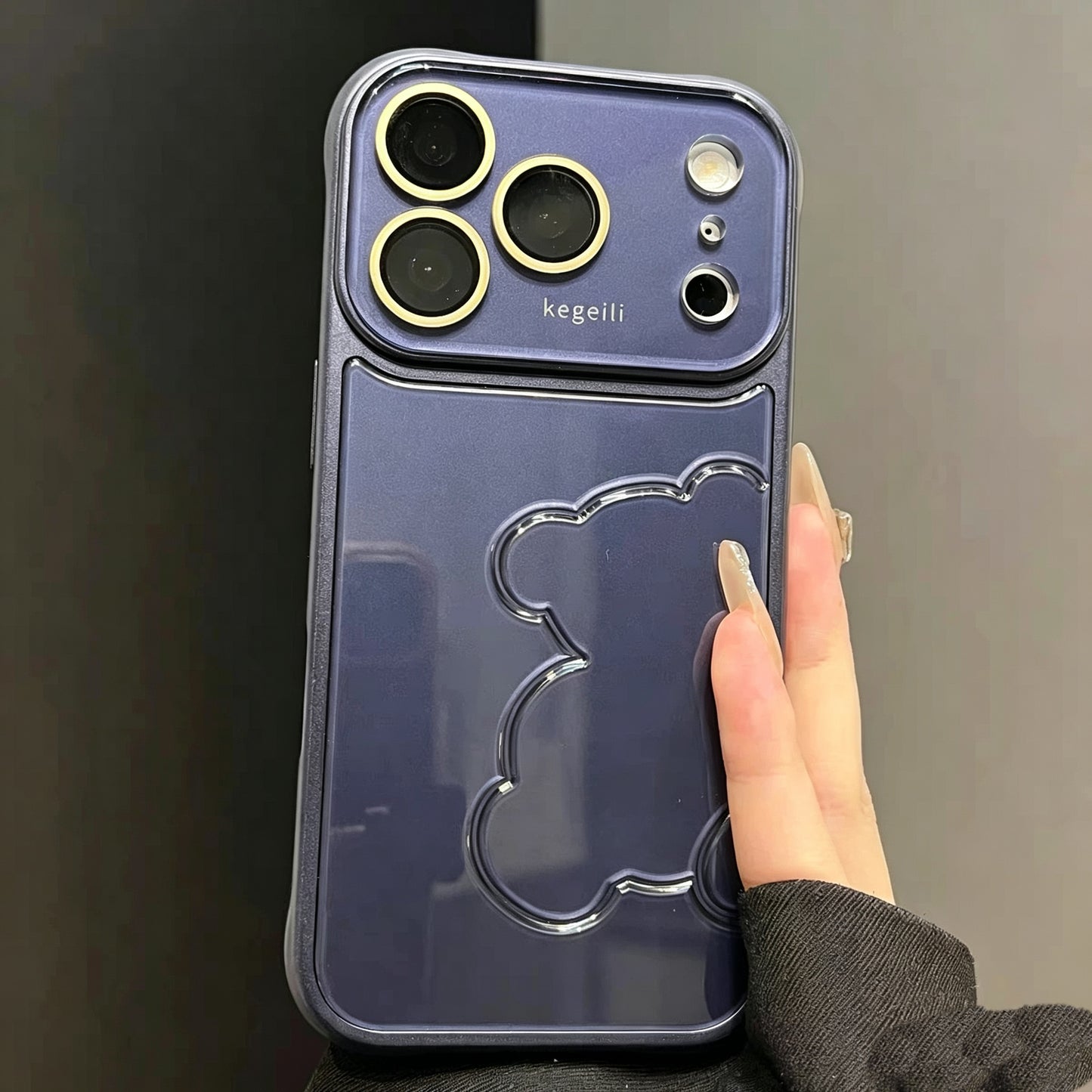 Chic 3D bear phone case with a premium aesthetic