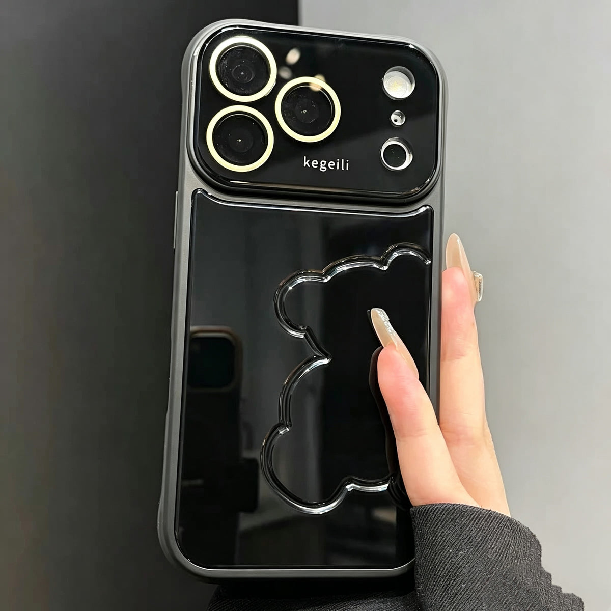 Chic 3D bear phone case with a premium aesthetic