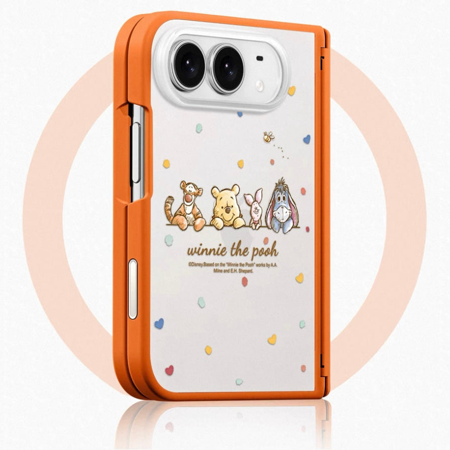 Magnetic Transparent Foldable Phone Case with Cartoon Winnie the Pooh Design