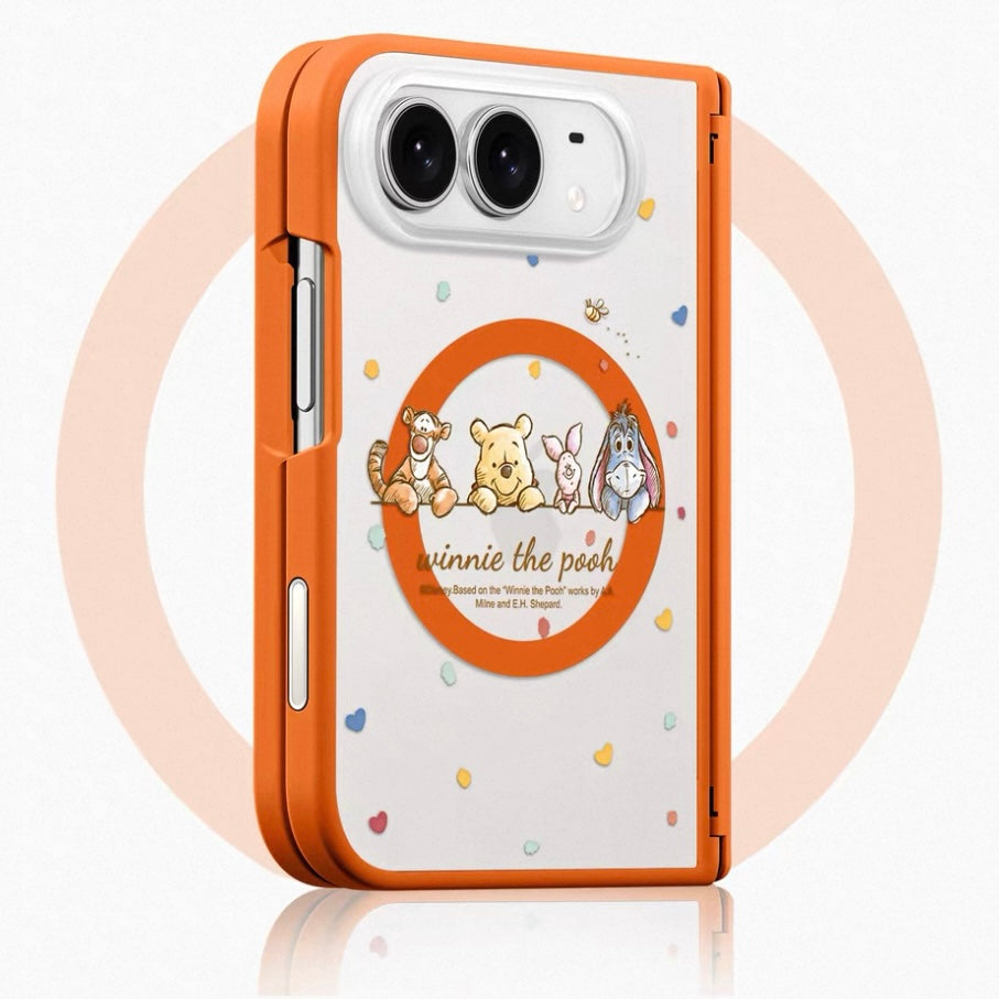 Magnetic Transparent Foldable Phone Case with Cartoon Winnie the Pooh Design