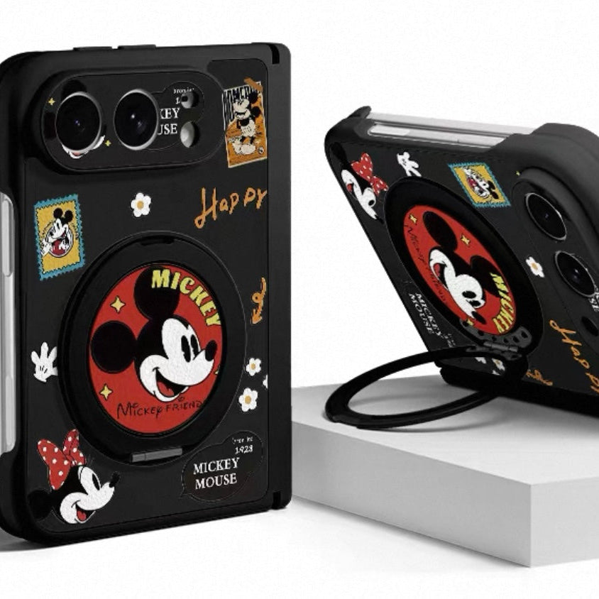 Cute Cartoon Mickey Rotating Kickstand Case for Foldable Phones