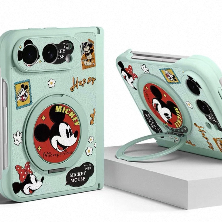 Cute Cartoon Mickey Rotating Kickstand Case for Foldable Phones