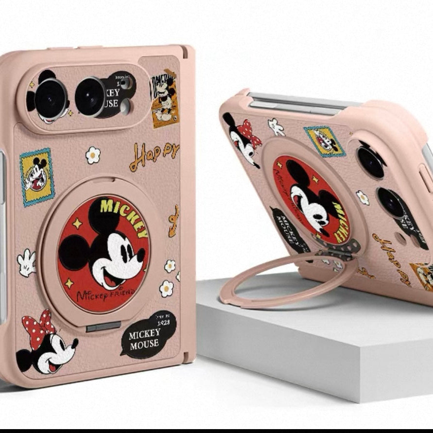 Cute Cartoon Mickey Rotating Kickstand Case for Foldable Phones