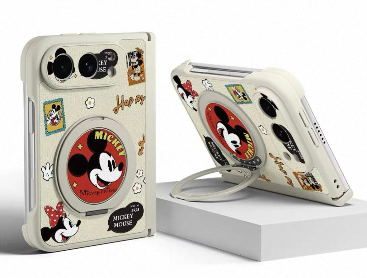 Cute Cartoon Mickey Rotating Kickstand Case for Foldable Phones
