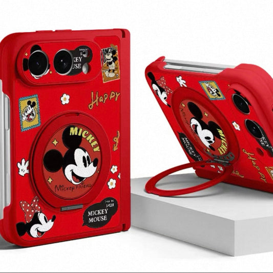 Cute Cartoon Mickey Rotating Kickstand Case for Foldable Phones