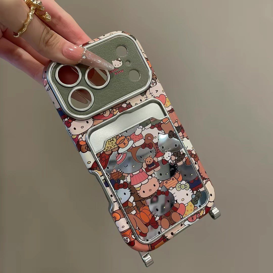 Cute Hello Kitty Card Holder Phone Case with Chain