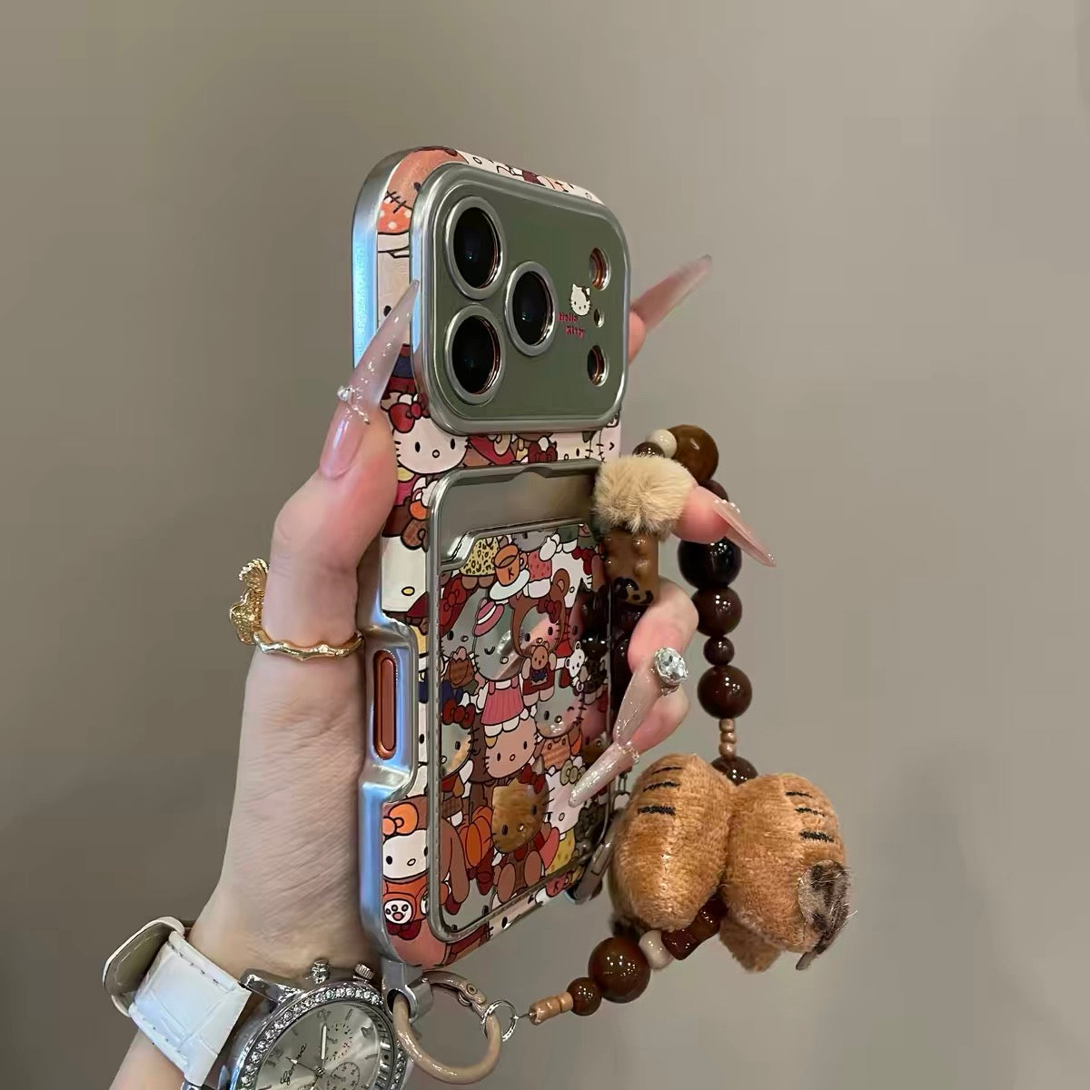 Cute Hello Kitty Card Holder Phone Case with Chain