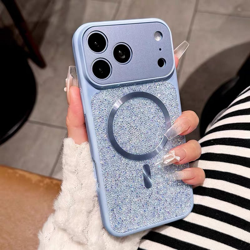 New Luxury Iridescent Rhinestone Magnetic Phone Case