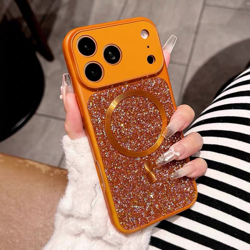 New Luxury Iridescent Rhinestone Magnetic Phone Case