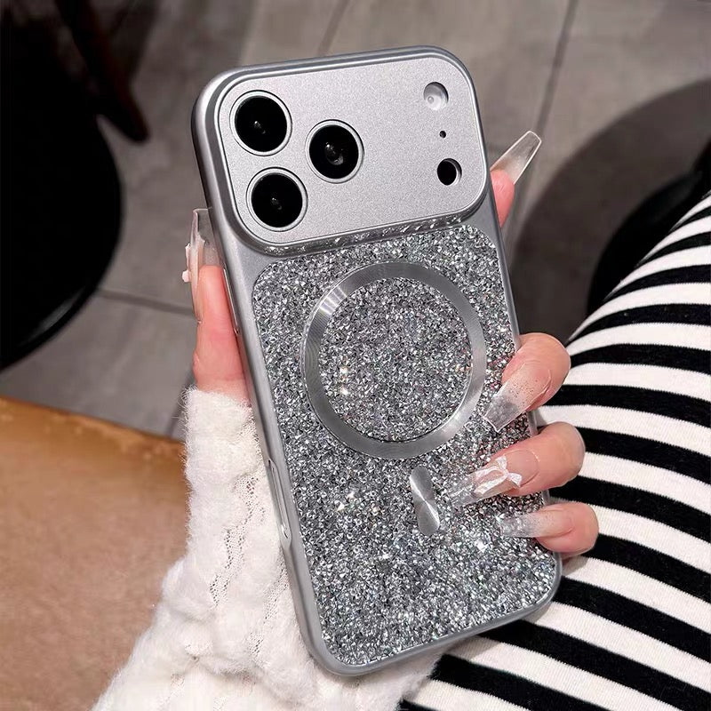 New Luxury Iridescent Rhinestone Magnetic Phone Case