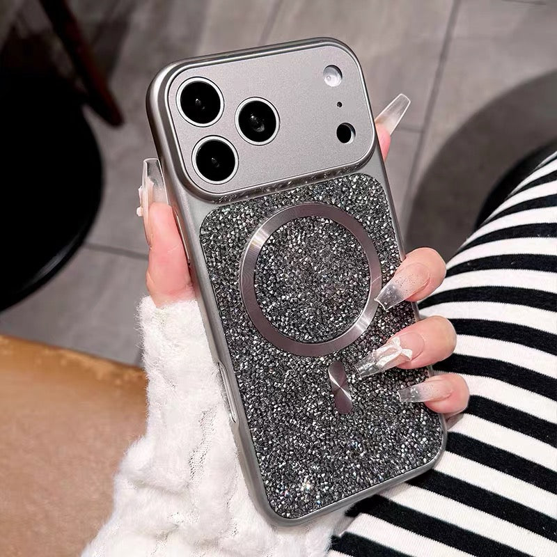 New Luxury Iridescent Rhinestone Magnetic Phone Case