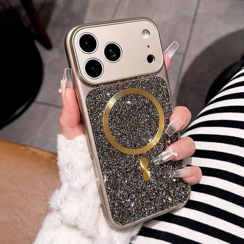 New Luxury Iridescent Rhinestone Magnetic Phone Case
