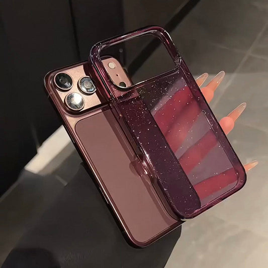 New Cherry Red Transparent Glitter Magnetic Phone Case