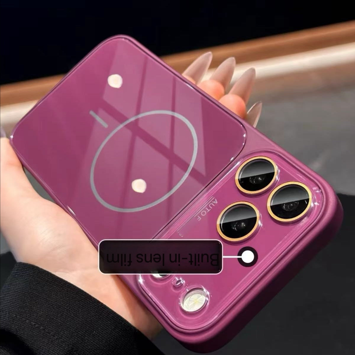 Magnetic Ice-Crystal Glass Phone Case with Built-in Lens Protector
