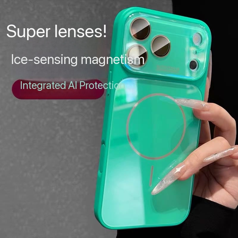 Magnetic Ice-Crystal Glass Phone Case with Built-in Lens Protector