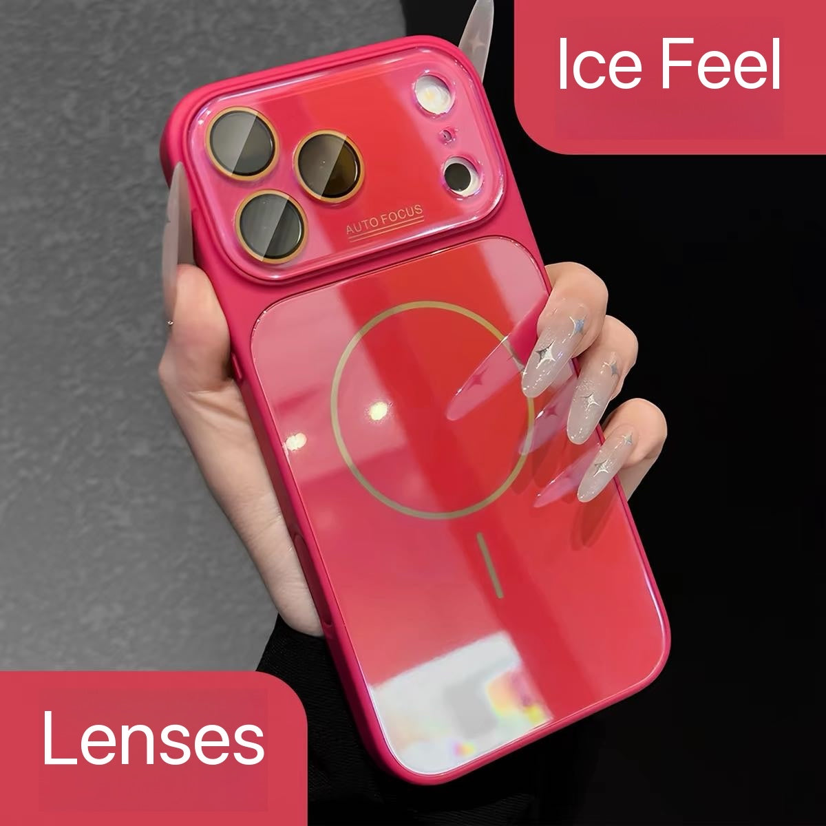 Magnetic Ice-Crystal Glass Phone Case with Built-in Lens Protector