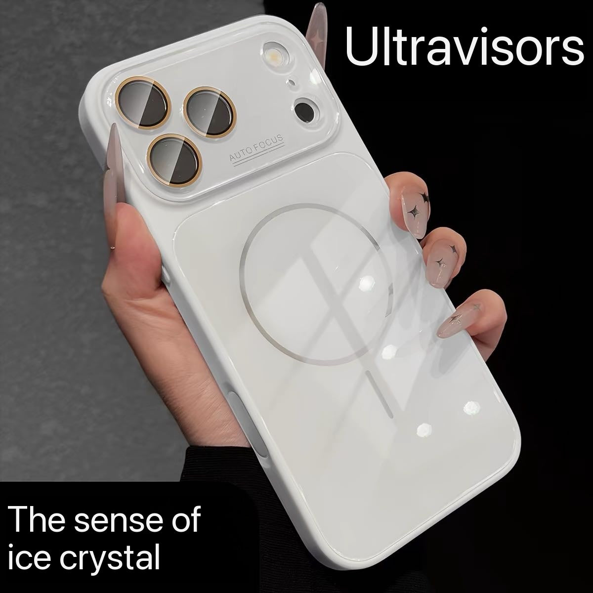 Magnetic Ice-Crystal Glass Phone Case with Built-in Lens Protector