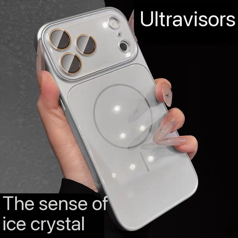 Magnetic Ice-Crystal Glass Phone Case with Built-in Lens Protector