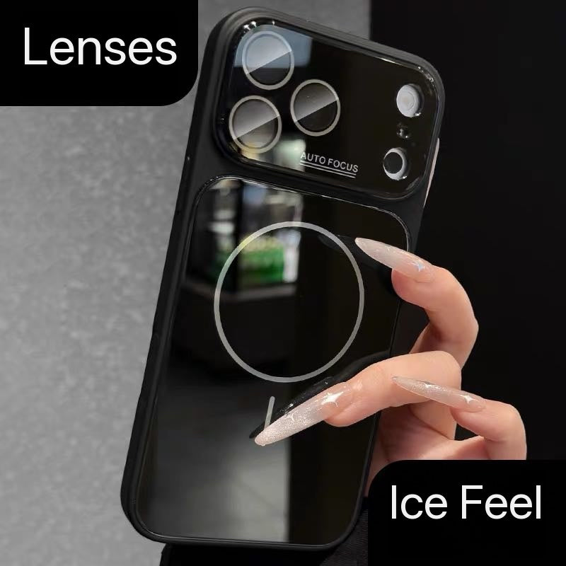 Magnetic Ice-Crystal Glass Phone Case with Built-in Lens Protector
