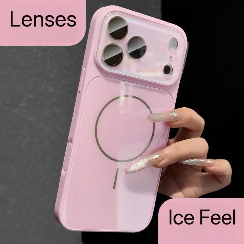 Magnetic Ice-Crystal Glass Phone Case with Built-in Lens Protector