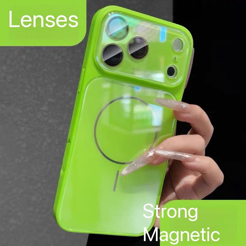 Magnetic Ice-Crystal Glass Phone Case with Built-in Lens Protector