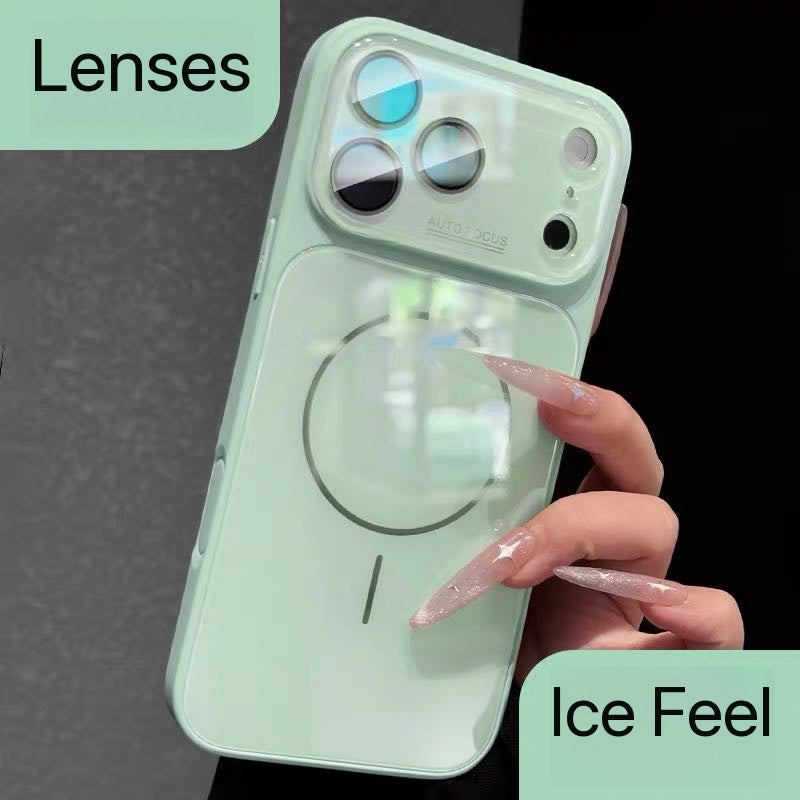 Magnetic Ice-Crystal Glass Phone Case with Built-in Lens Protector