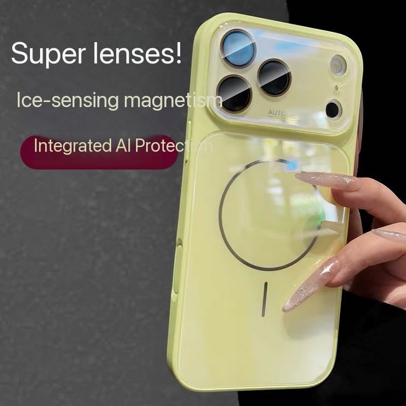 Magnetic Ice-Crystal Glass Phone Case with Built-in Lens Protector