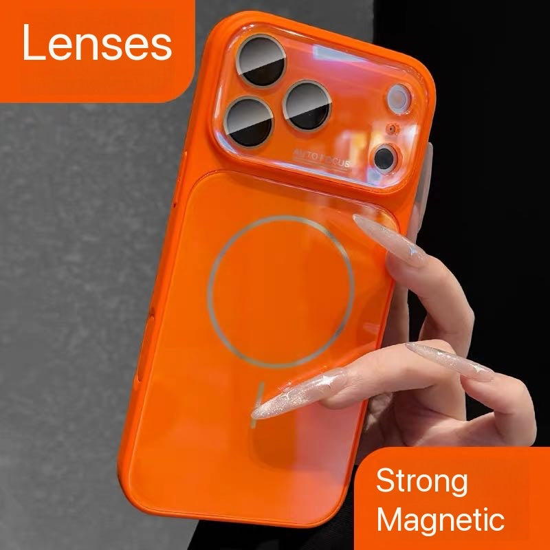 Magnetic Ice-Crystal Glass Phone Case with Built-in Lens Protector