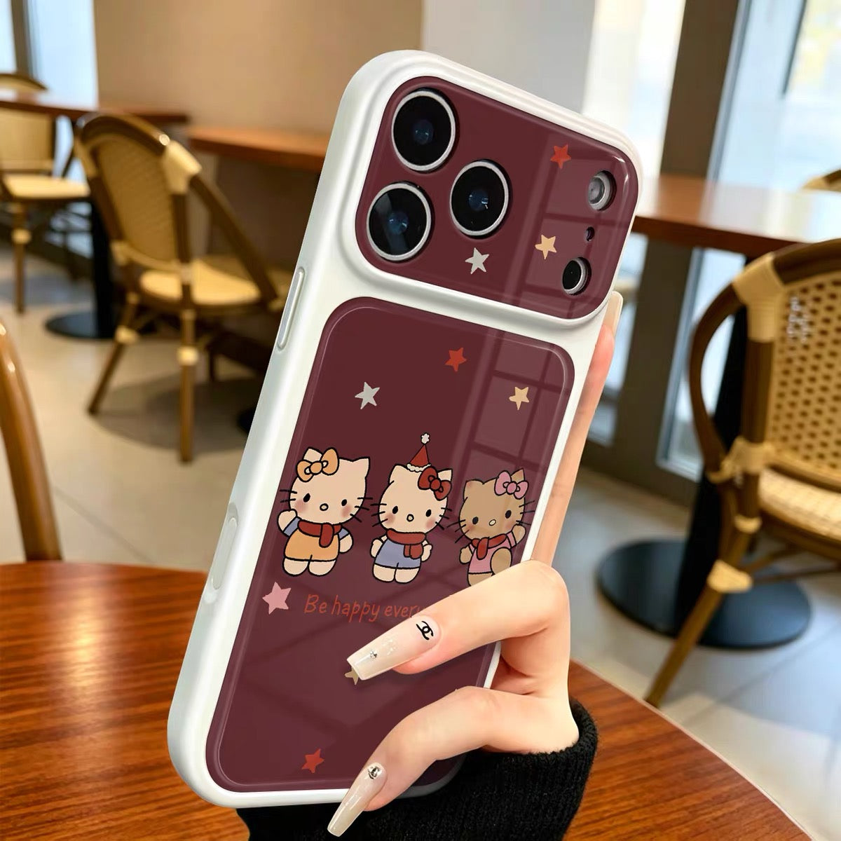 New Hello Kitty Star-Patterned Scarf Phone Case with Full Lens Coverage