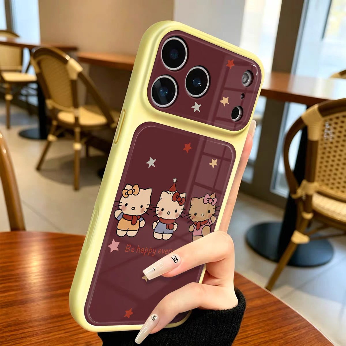 New Hello Kitty Star-Patterned Scarf Phone Case with Full Lens Coverage