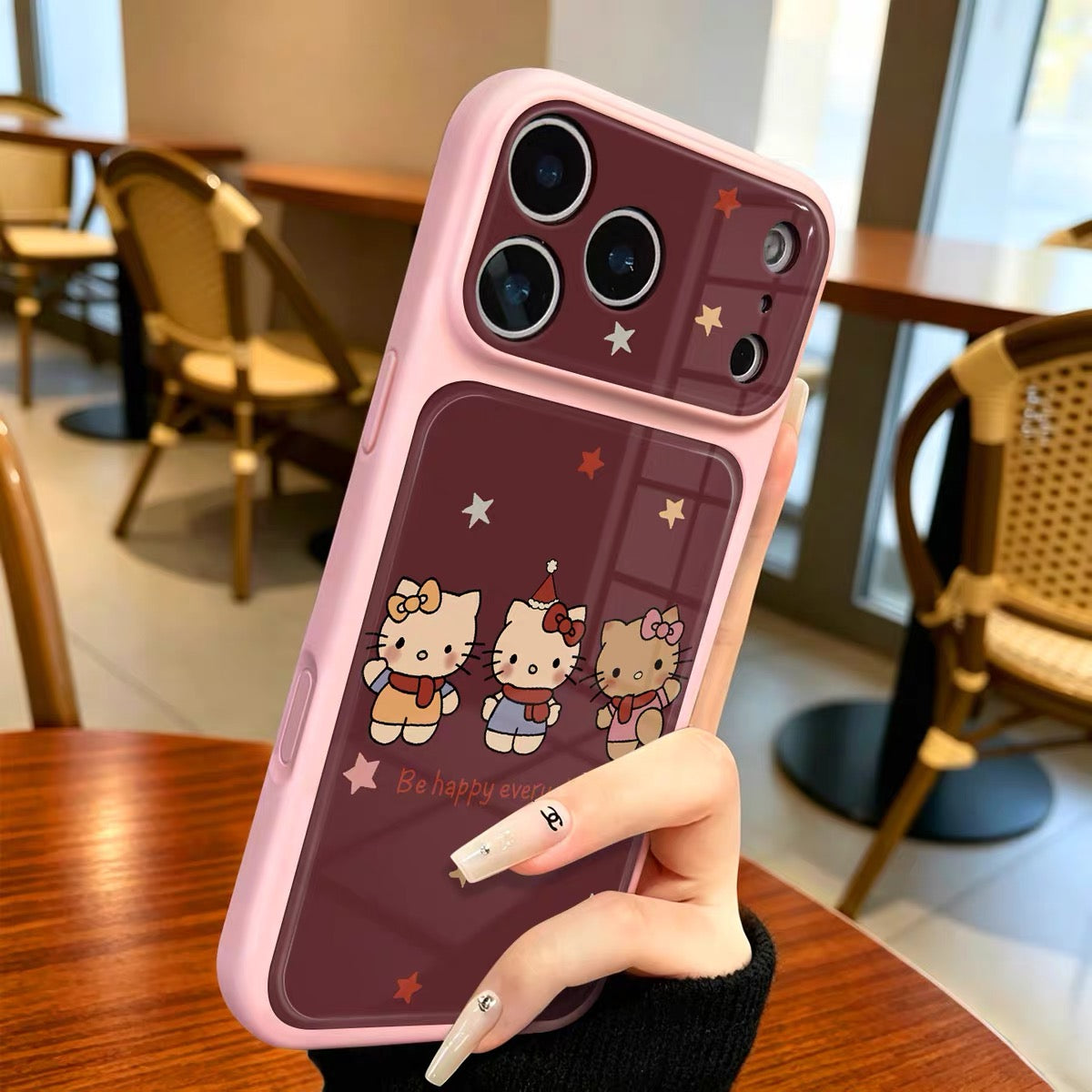 New Hello Kitty Star-Patterned Scarf Phone Case with Full Lens Coverage