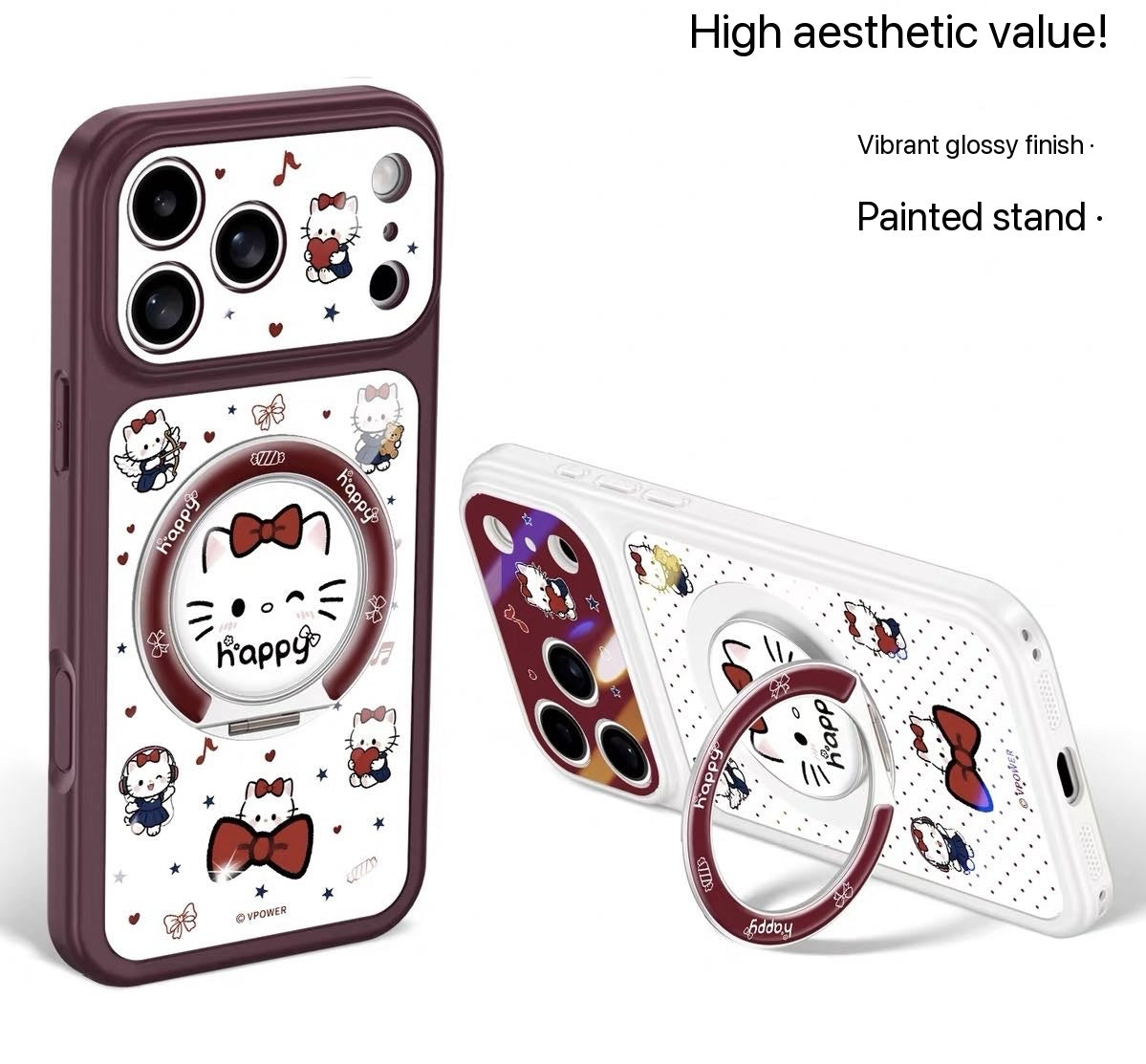 Hello Kitty 360-Degree Rotating Stand Phone Case with Full Lens Coverage