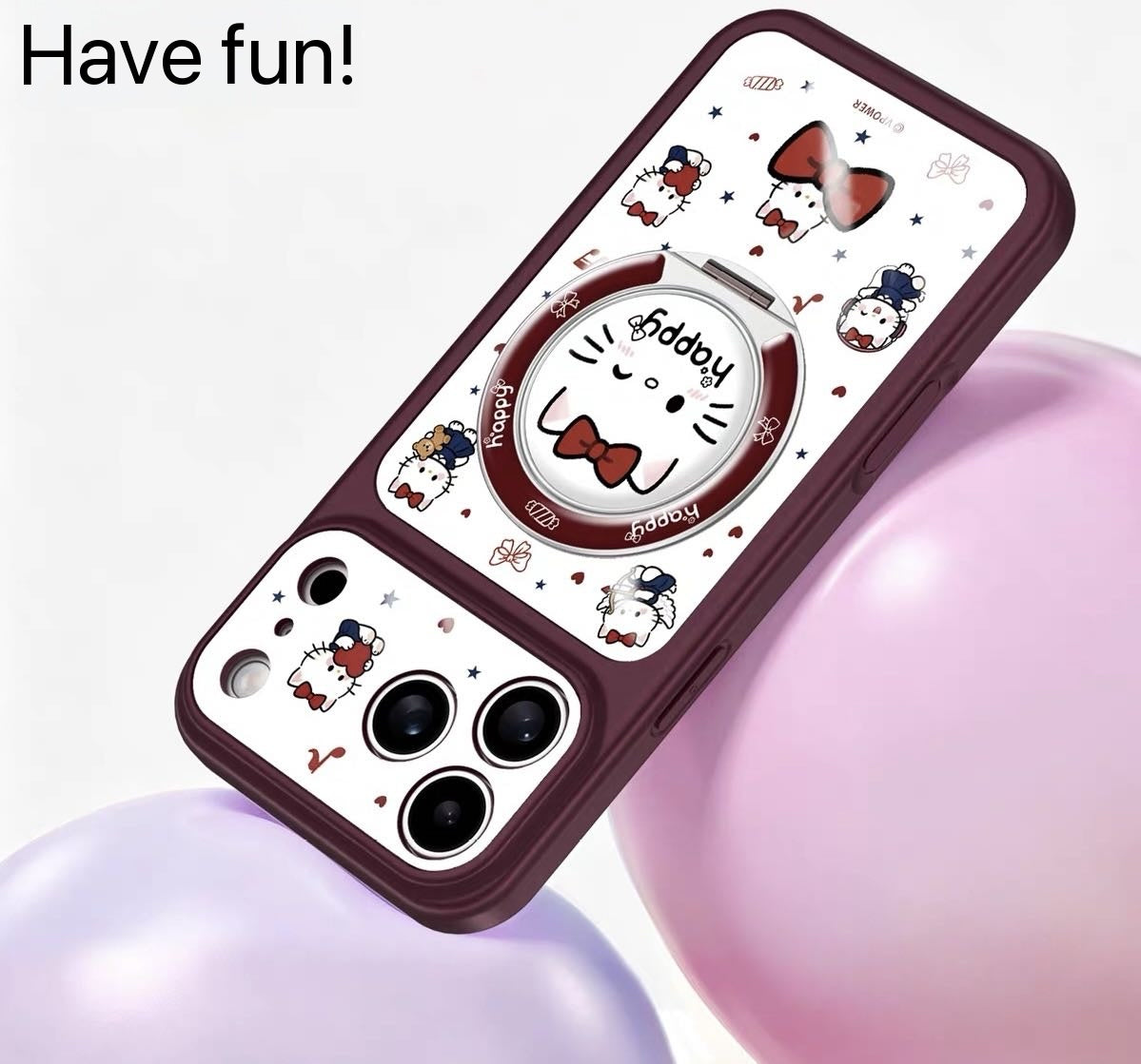 Hello Kitty 360-Degree Rotating Stand Phone Case with Full Lens Coverage