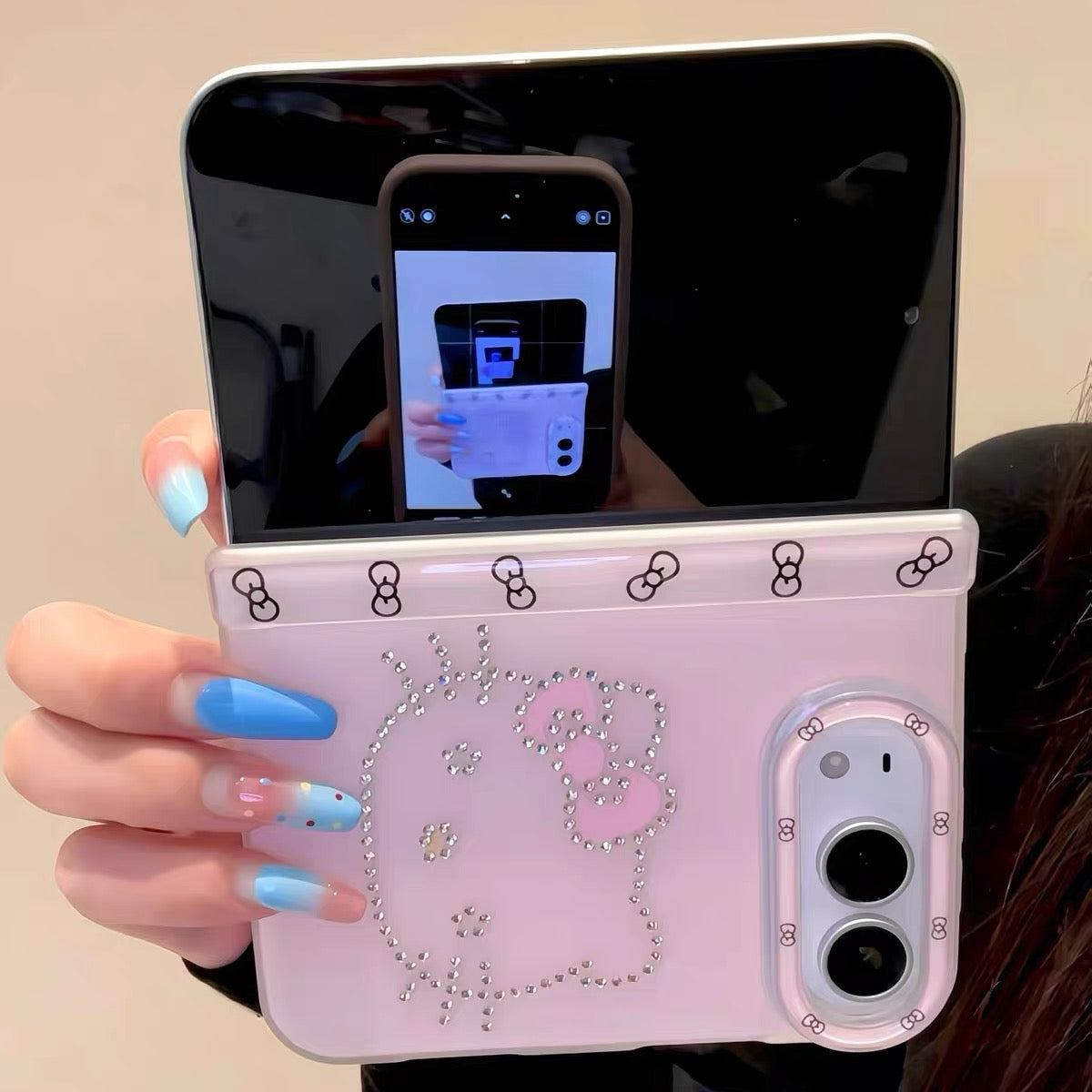 Cute Cartoon Hello Kitty Foldable Phone Case (Duo) – Girly Pink